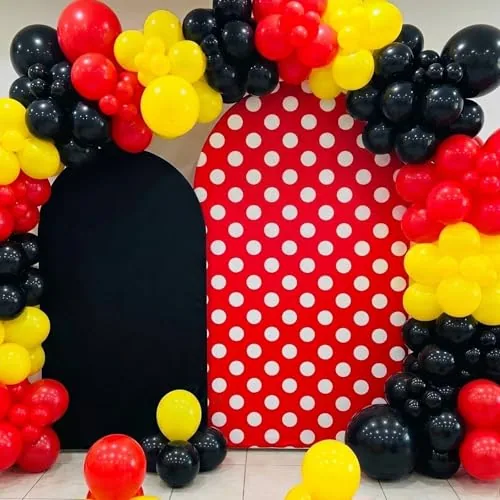 2 Piece Set of 2 Red Black White Arch Backdrop Cover 5ft and 6ft