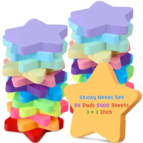 Star Sticky Notes 3 Inch, Multicolour