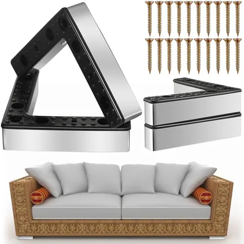4 Piece 1.06 Inch Outdoor Patio Furniture Riser L Shaped Sofa, Black