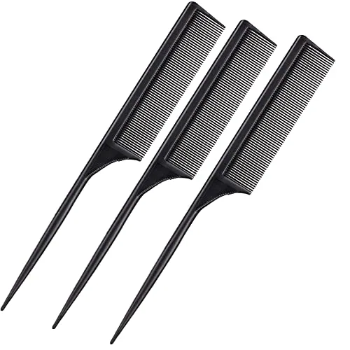 Rat Tail Combs Fine Tooth Parting Tip, Black