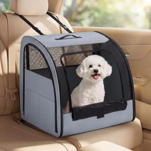 Folding Dog Car Crate, Grey