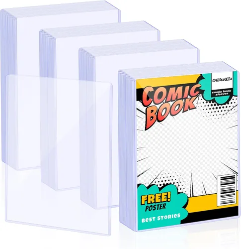 40 Piece Clear Comic Magazine Sleeves Holder, Silver