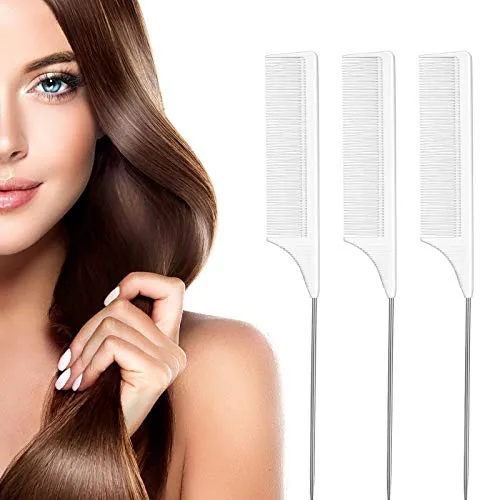 Rat Tail Comb Carbon Fiber, White