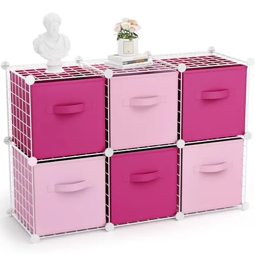 Folding 6 Cube Storage Organizer, White