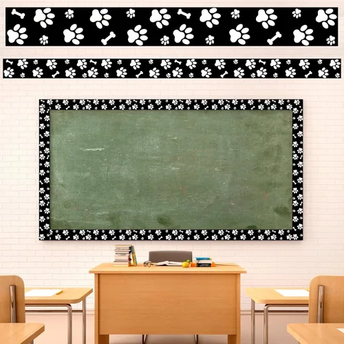 59.1 Feet Pet Paw Bulletin Board Border Decorations Black