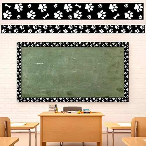 59.1 Feet Pet Paw Bulletin Board Border Decorations Black