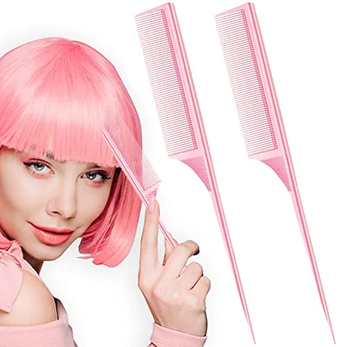 9 Inch Rat Tail Comb Fine Tooth Parting, Pink