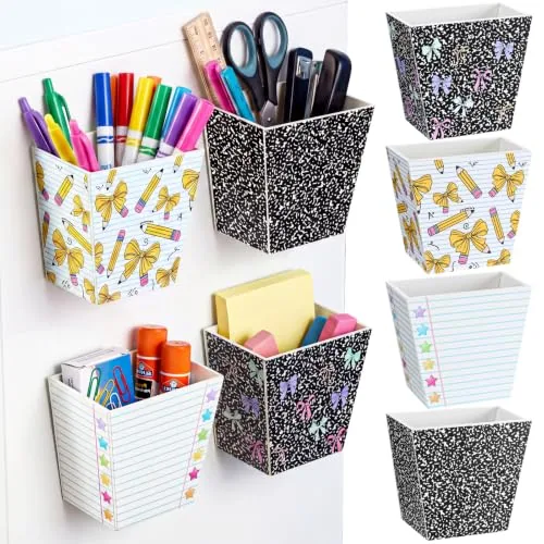 4 Piece Wood Pencil Holder, Multicolour
