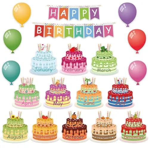 Magnetic Happy Birthday Bulletin Board Set Birthday Chart, Multicolour