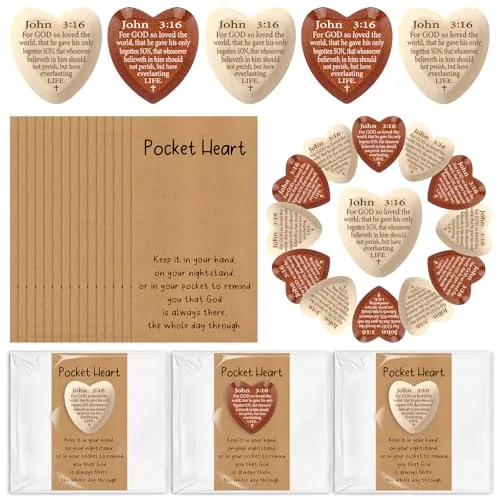 Christian Gifts John 3: 16 Pocket Hug Heart Token Wooden