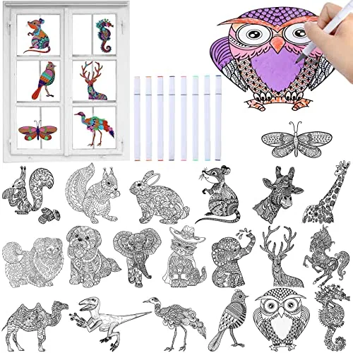 28 Piece Color Your Own Window Clings, Multicolour