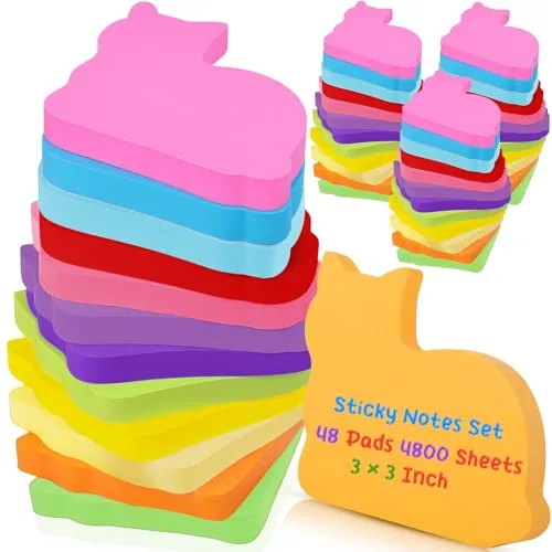 Cute Cat Sticky Notes 3 Inch, Multicolour
