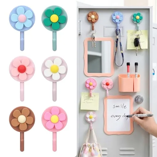 6 Cs Flower Magnetic Locker Hooks, Multicolour