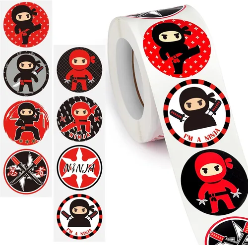 500 Piece Ninja Stickers Ninja Party Favors Warrior Themed Sticker, Red