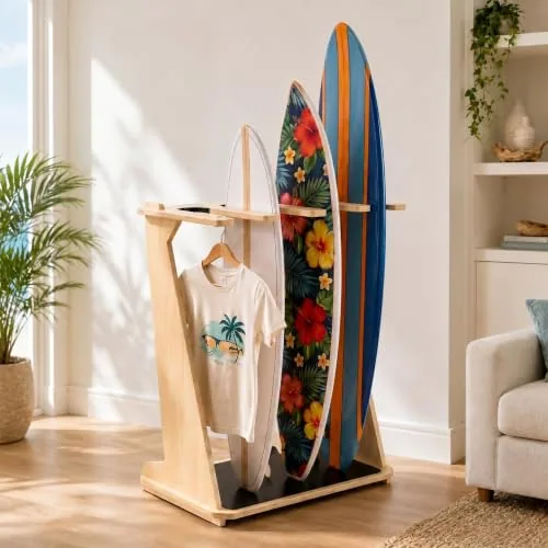 Surfboard Rack Stand Holder, Wood