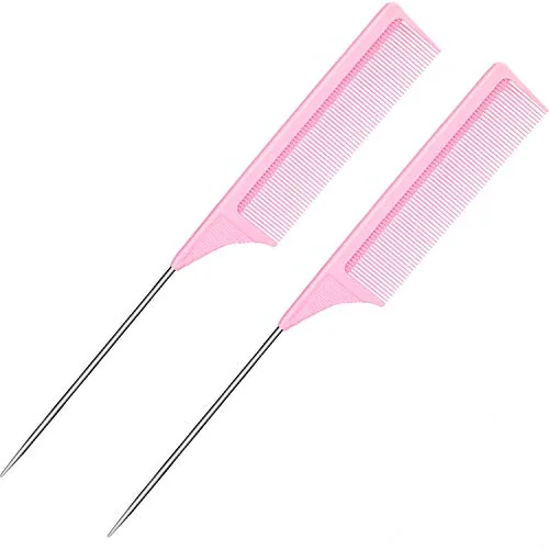 Tail Combs - Black Carbon Fiber Teasing & Lifting, Pink