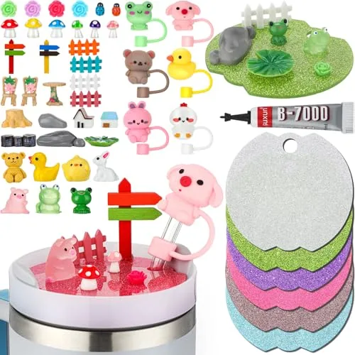 Lid Accessories Charms Include Animal Bling Cup Lid, Multicolour