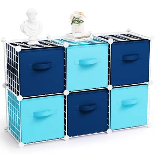 Folding 6 Cube Storage Organizer, White