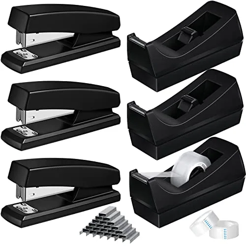 6 Piece Tape Dispenser Staplers, White