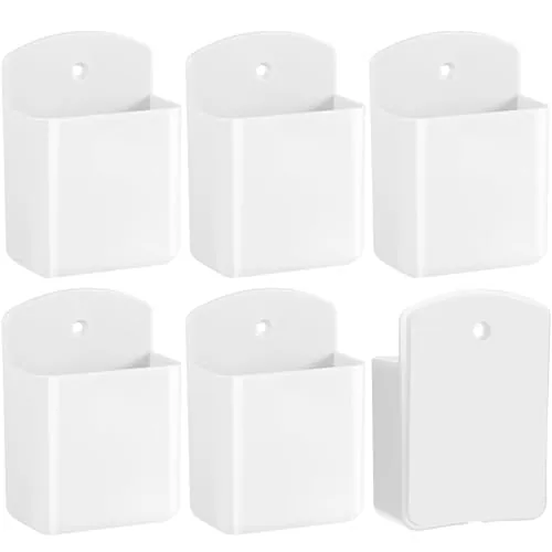 6 Piece Self-Adhesive Remote Control Holder Wall Mount Self Adhesive TV, White