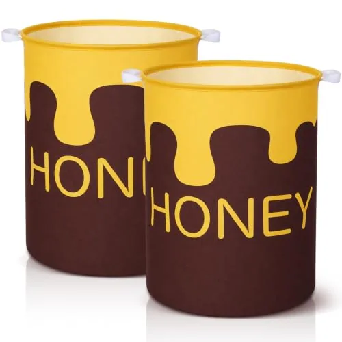Folding Large Honeycomb Foldable Laundry Hamper Baskets, Yellow