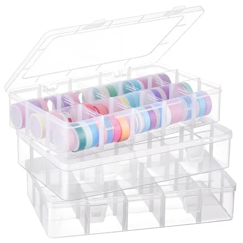 Clear Washi Tape Organizer Storage 15 Grids Plastic