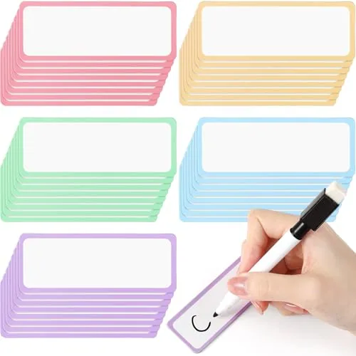 40 Piece Magnetic Dry Erase Labels Name Plate Tags Flexible