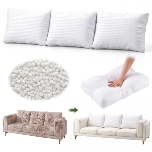 3 Piece 16x26 Shredded Memory Foam Couch Back Cushion Replacement, White