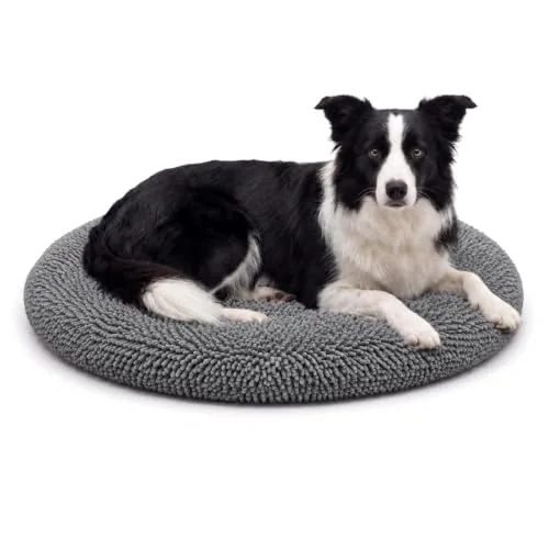 40 Inch Round Dog Bed, Grey