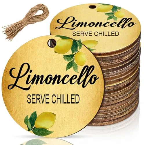 36 Piece Limoncello Labels Limoncello Wooden Painted Tags 1.5 Inch, Multicolour