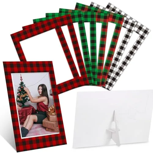 60 Piece Christmas Picture Frame Ornaments 4x6 Paper Photo Frames, Multicolour