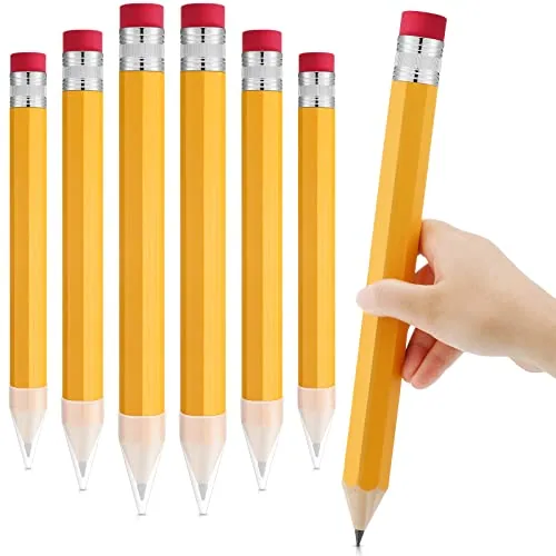 6 Piece Large Pencils Back to School Gifts Giant Big Jumbo, Yellow