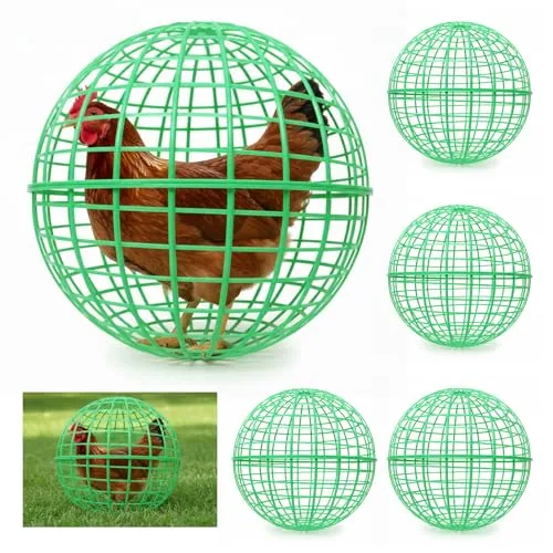 Chicken Ball Cage Movable Mesh Rabbit Coops Plastic, Green