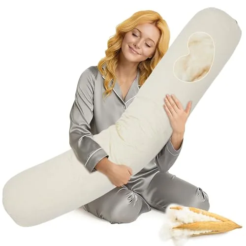 Organic Kapok Full Body Pillow 54" x 9" Long Tube Roll, White