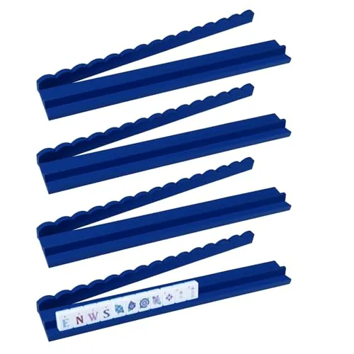 4 Piece Magnetic Wooden Scalloped Mahjong Racks, Blue