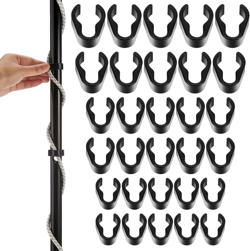 60 Piece Mic Cable Clips Flexible ABS Plastic Clips Universal, Black