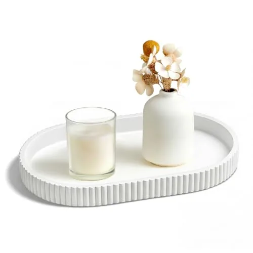 Decorative Concrete Tray, White