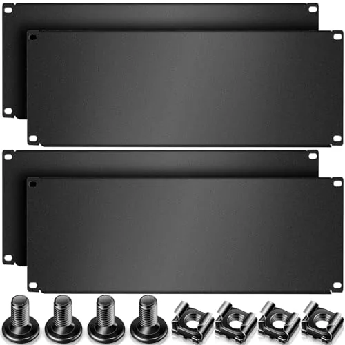 4 Piece 4U Blank Rack Mount Panel Spacer Metal Blank Panel Black