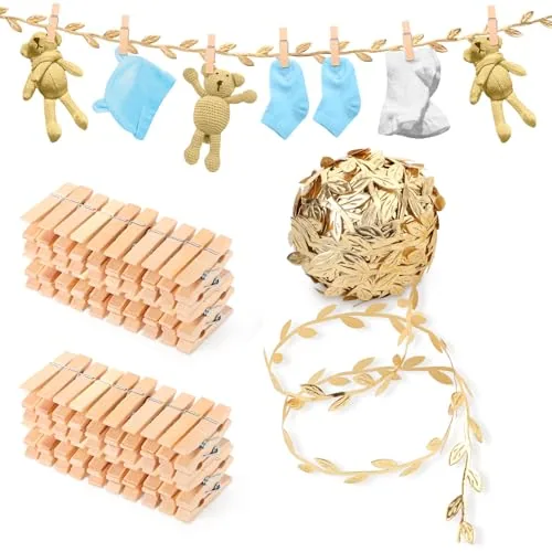 51 Piece 1.35 Inch Mini Clothespins, Gold