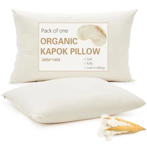 Organic Kapok Pillow 14" x 20" Natural Kapok Fiber Filled