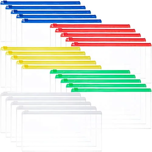 50 Piece Clear Zip Envelope Pencil Case Bulk Small Plastic Envelope