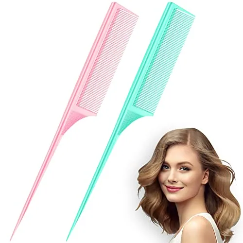 9 Inch Rat Tail Comb Fine Tooth Parting, Pink