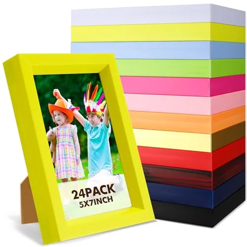 24 Piece Colorful Picture Frame Modern Rainbow Multi Colored Small, Multicolour