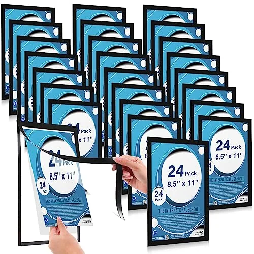 Magnetic Sign Holders Wall Mount Document Frame, Black