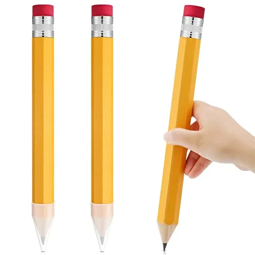 3 Piece Large Pencils Back to School Gifts Giant Big Jumbo, Yellow
