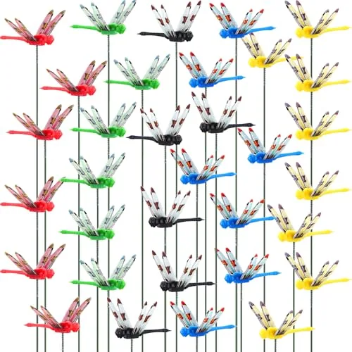 200 Piece 3D Dragonfly Garden Stakes, Red