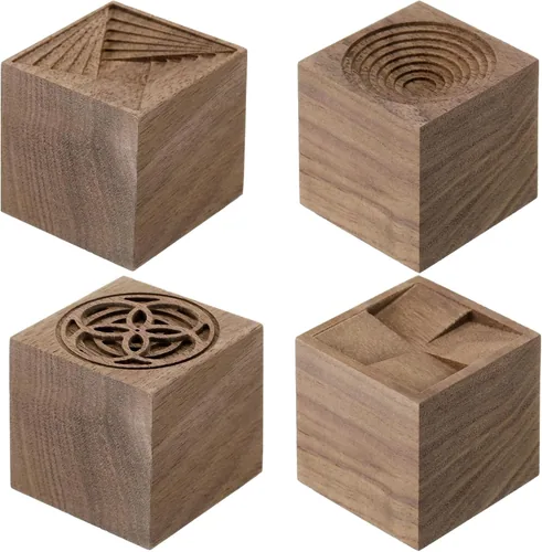 4 Piece Wooden Essential Oil Diffuser Square Diffuser Wooden, Brown
