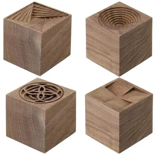 4 Piece Wooden Essential Oil Diffuser Square Diffuser Wooden, Brown