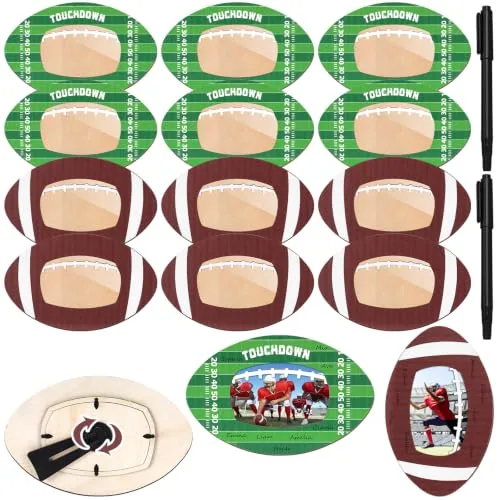 12 Piece Wood Football Picture Frames Tabletop, Multicolour