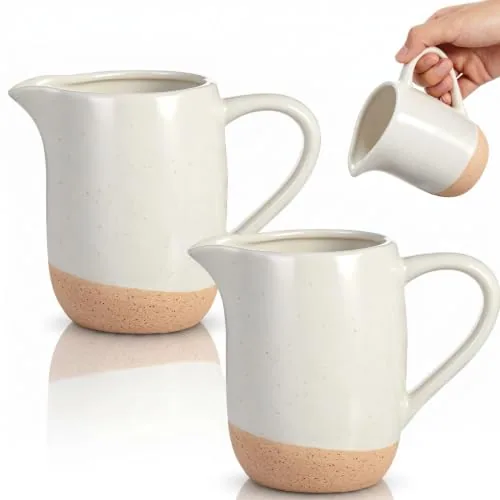 2 Piece Ceramic Creamer Pitcher Set of 2